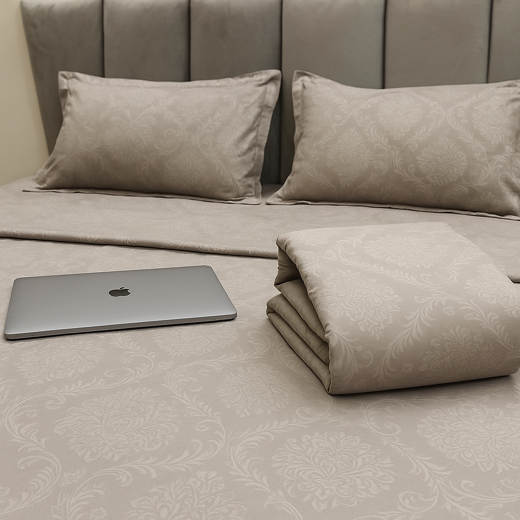 Urban Daily silver embossed king size poly-cotton bedsheet – Meta Livin
