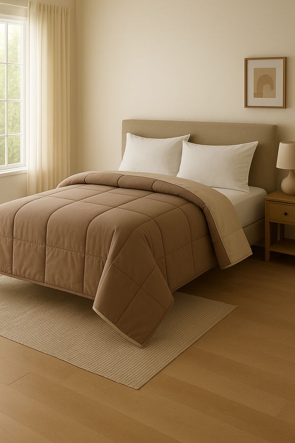 Aalingan - Coco and sand 200 GSM reversible winter comforter