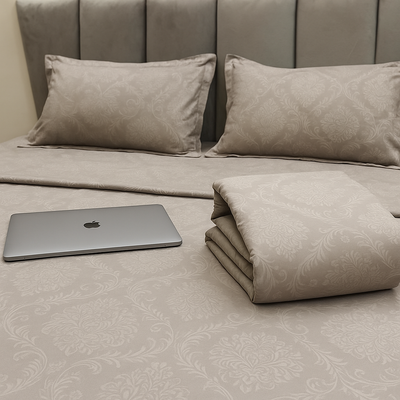 Urban Daily silver embossed king size poly-cotton bedsheet – Meta Livin